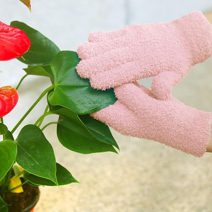 Evridwear Microfiber Gloves for Plant Dusting,Reusable Leaf Cleaning Glove for Houseplants,Blinds,Furniture and Small Objects