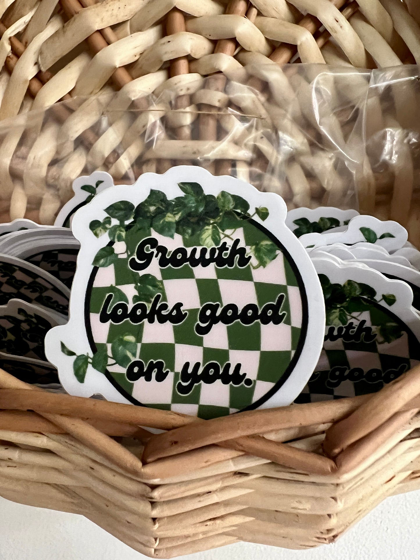 Growth Looks Good On You | Checkerboard Original WBW Plant Sticker