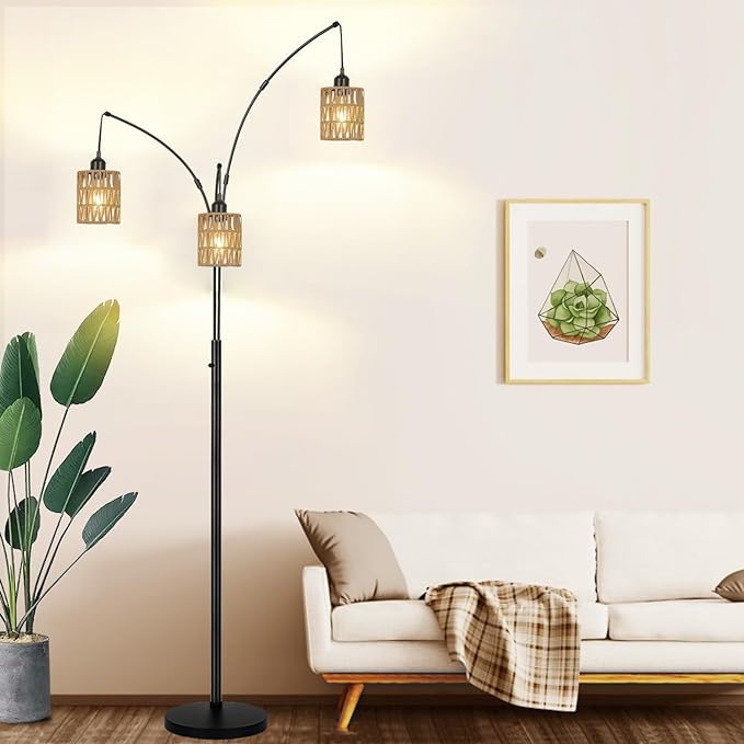 3 Pack Rattan Lamp Shade Small Boho Shades Replacement - Pendant Sconce Shade Ceiling Fan Light Covers Cylinder Woven Lampshade for Pendant Light Floor Lamps Chandelier Wall Sconces Light Fixture