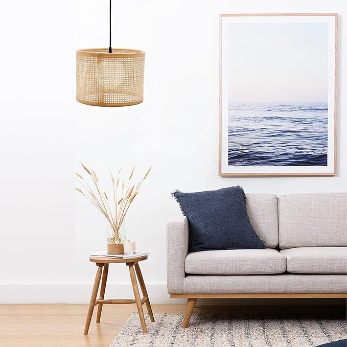 Lamp Shade Hanging Pendant Light Cover, Delicate Rattan Woven Light Cover Woven Lampshade, Lampshade for Floor Light and Table Lamp, Home Decor 16x16x12cm