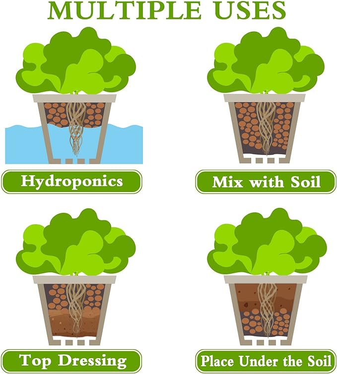 Halatool 18 LB Organic Clay Pebbles 4mm-16mm Leca for Plants 100% Natural Hydroton Clay Pebbles for Hydroponic Growing Gardening Orchids Drainage Decoration Aquaponics