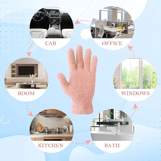 Evridwear Microfiber Gloves for Plant Dusting,Reusable Leaf Cleaning Glove for Houseplants,Blinds,Furniture and Small Objects