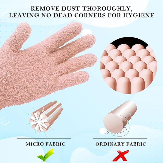 Evridwear Microfiber Gloves for Plant Dusting,Reusable Leaf Cleaning Glove for Houseplants,Blinds,Furniture and Small Objects