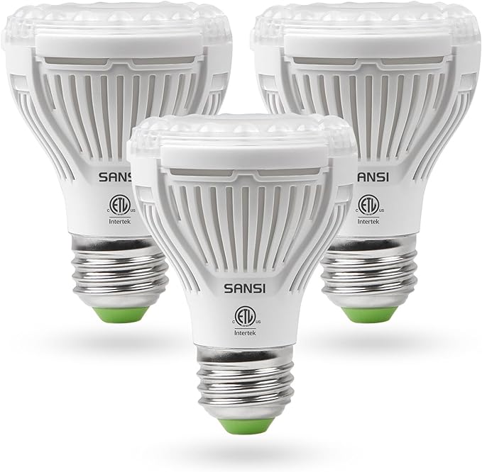 SANSI LED Grow Light Bulb for Seeds and Greens, Full Spectrum 10W Grow Light (150 Watt Equiv) with Optical Lens for Indoor Plant, High PPFD, E26 Base, 3-Pack