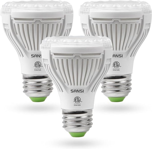 SANSI LED Grow Light Bulb for Seeds and Greens, Full Spectrum 10W Grow Light (150 Watt Equiv) with Optical Lens for Indoor Plant, High PPFD, E26 Base, 3-Pack