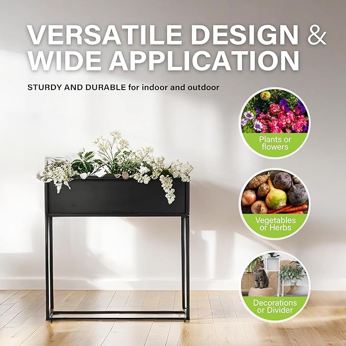 Cocoyard Elevated Outdoor Planter Box - 28 Inch Durable Raised Garden Bed for Herbs, Flowers & Vegetables - Stylish Planter Boxes for Patio Decor & Backyard Gardening - Narrow Plant Stand