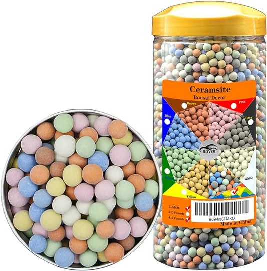 4.4lb Hydroponics Clay Pebbles Ceramsite Balls Orchid Hydroponic Grow Clay Pebbles Drainage Water Purification Vase Balls Leca for Plants (Multicolor)