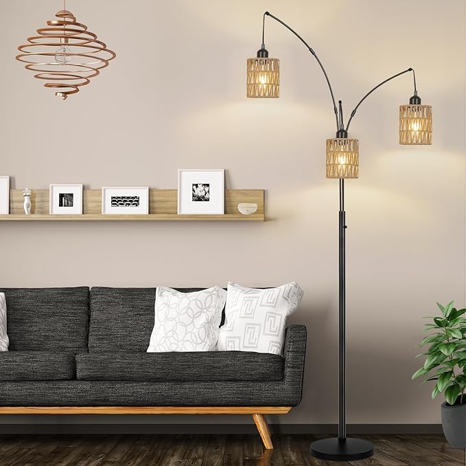 3 Pack Rattan Lamp Shade Small Boho Shades Replacement - Pendant Sconce Shade Ceiling Fan Light Covers Cylinder Woven Lampshade for Pendant Light Floor Lamps Chandelier Wall Sconces Light Fixture