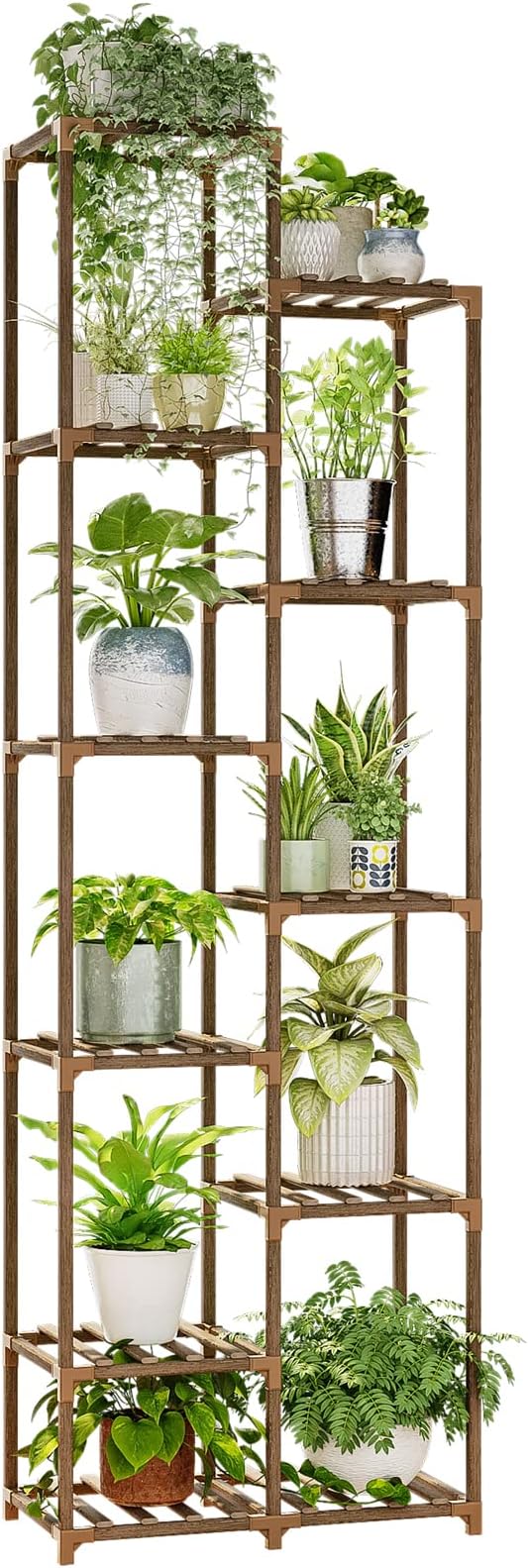 Bamworld Plant Stand Indoor 72'' Tall Plant Shelf Outdoor Large Wood Plant Rack Corner Flower Stand Tiered Plant Holder for Multiple Plants Pots for Patio Porch Balcony Garden
