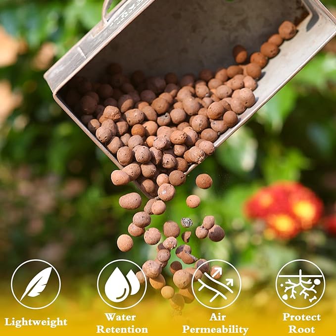 Halatool 18 LB Organic Clay Pebbles 4mm-16mm Leca for Plants 100% Natural Hydroton Clay Pebbles for Hydroponic Growing Gardening Orchids Drainage Decoration Aquaponics
