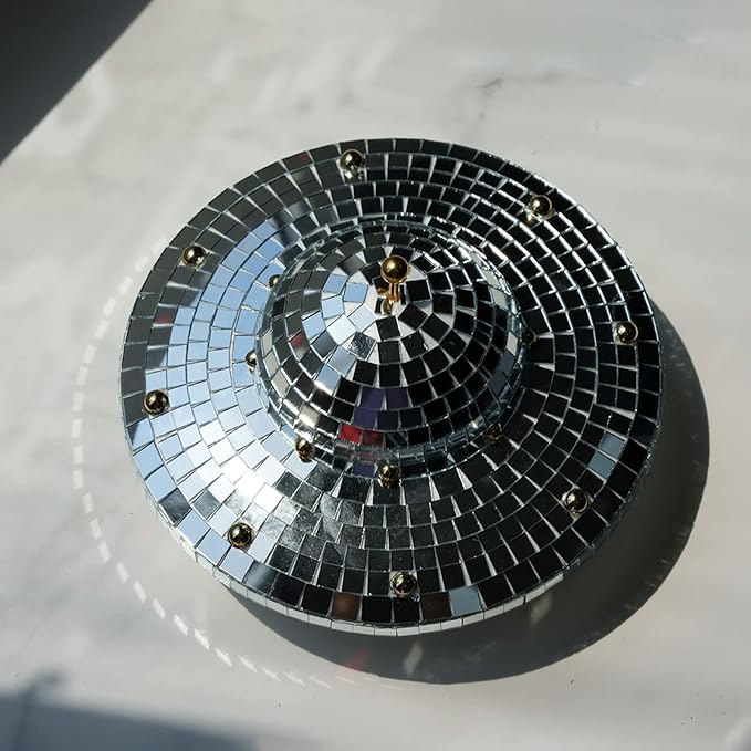 UFO-Shaped Disco Ball Home Décor - Mirror Decorations for Table, Desk, Home, Party, Bar, Disco Spaceship UFO Decor Retro-Reflective Silver Disco Ball Lights (8 X 6 inch)