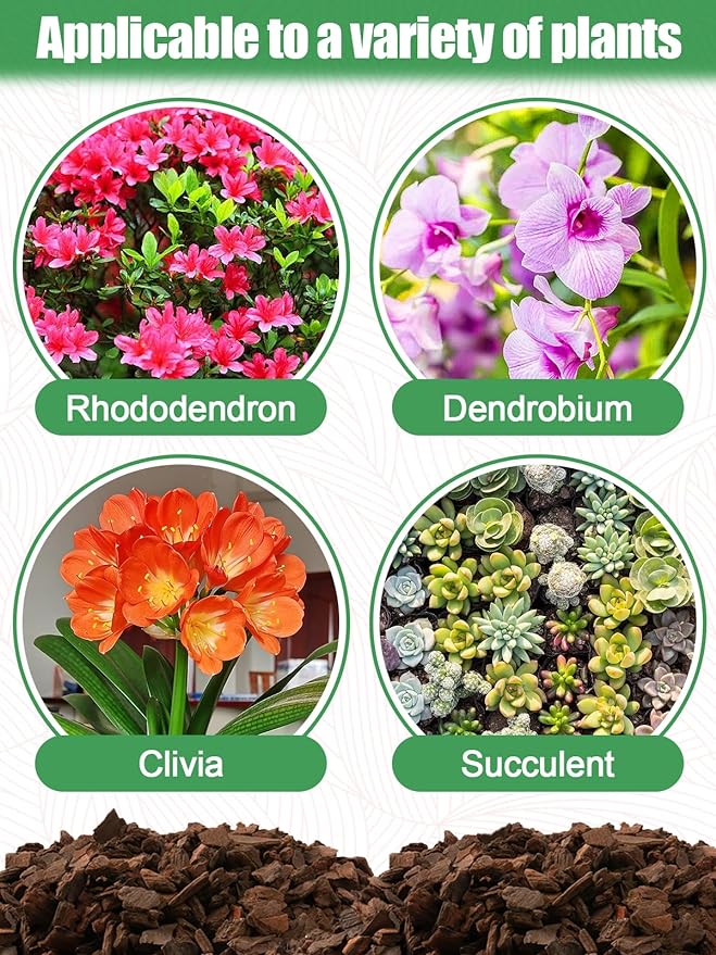 10 Quarts Orchid Potting Bark, Sun-Dried New Zealand Medium Organic Pine Wood Chip Barks for Orchids Mix Plant Compost, Natural Houseplant Mulch for Plant Roots Development