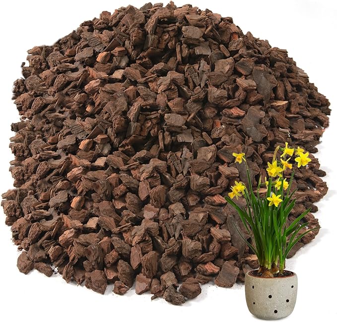 10 Quarts Orchid Potting Bark, Sun-Dried New Zealand Medium Organic Pine Wood Chip Barks for Orchids Mix Plant Compost, Natural Houseplant Mulch for Plant Roots Development