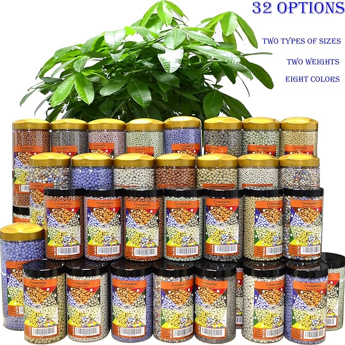 4.4lb Hydroponics Clay Pebbles Ceramsite Balls Orchid Hydroponic Grow Clay Pebbles Drainage Water Purification Vase Balls Leca for Plants (Multicolor)