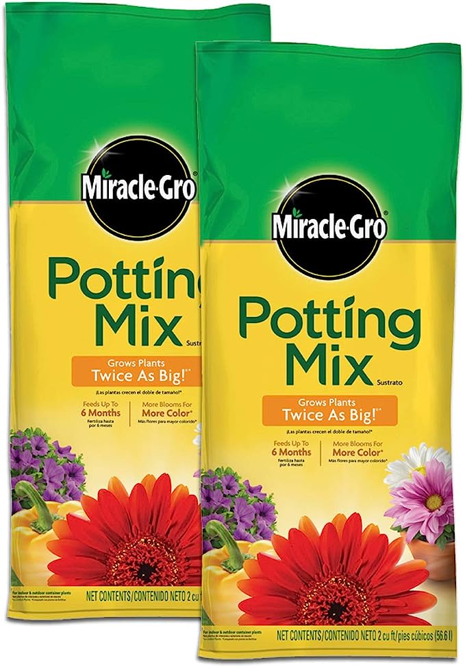 Miracle-Gro Potting Mix, Potting Soil for Indoor and Outdoor Container Plants, Enriched with Plant Food, 2 cu. ft. (2-Pack)
